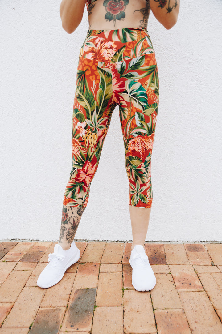 Savanna Sunset 3/4 High Waist Leggings with Pocket